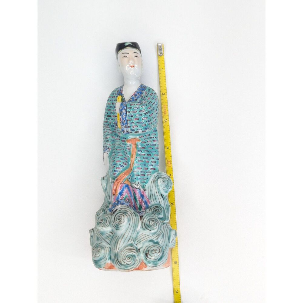 Antique Early 20th c. Chinese Famille Rose Porcelain Figurine Waves Immortallity - Picture 12 of 12
